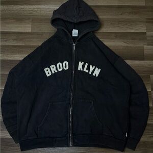 VTG Y2K Blue Marin Brooklyn Zip Up Hoodie Men’s XL Streetwear